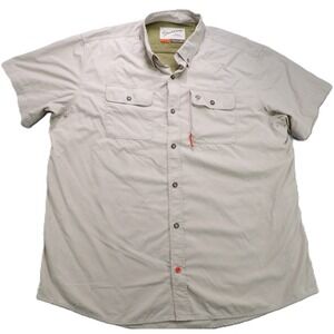 Duck Camp Wingshooting Shirt Men 2XL Gray Nylon Vented Short Sleeves Hunting Fly